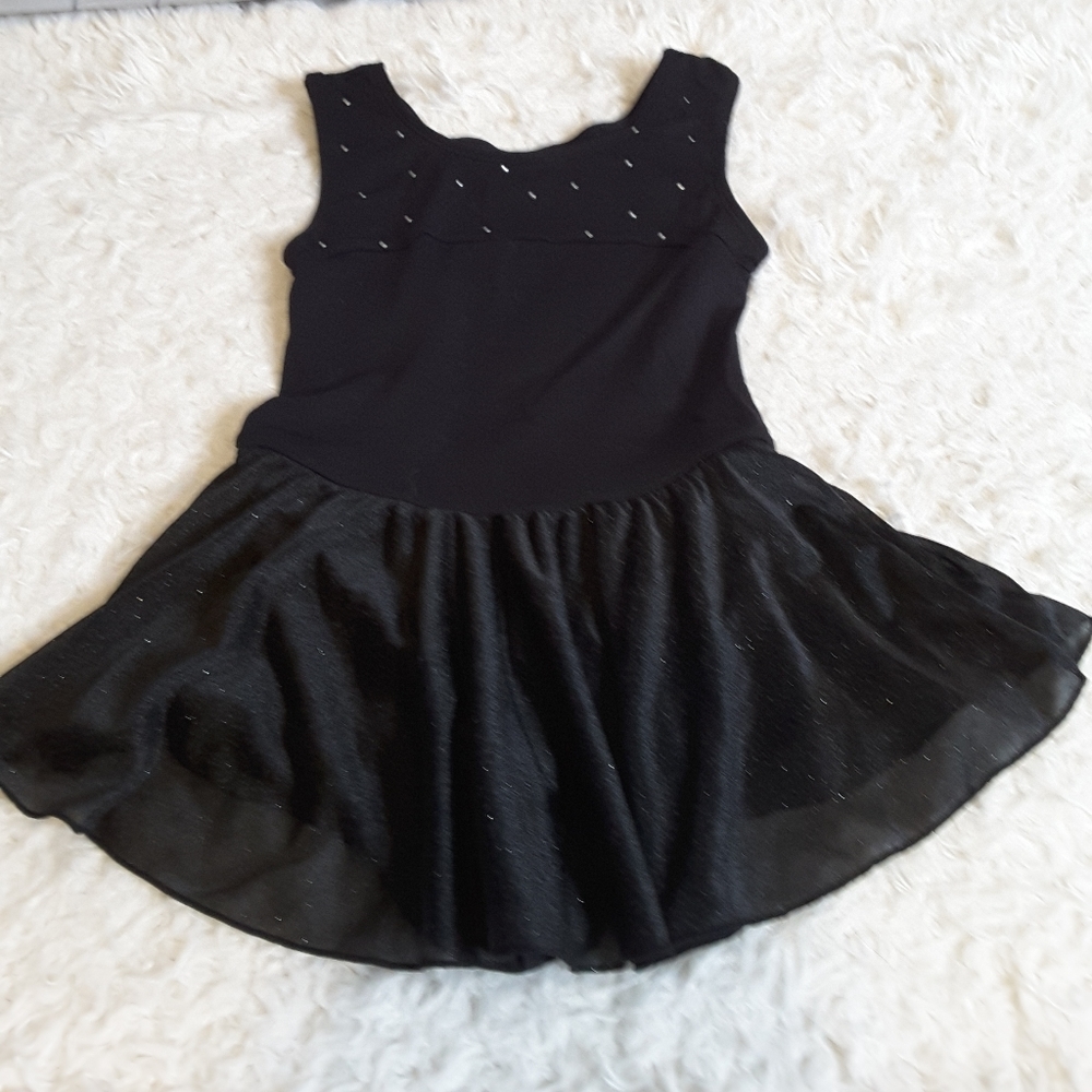 Jacques Moret black stud skirted leotard L